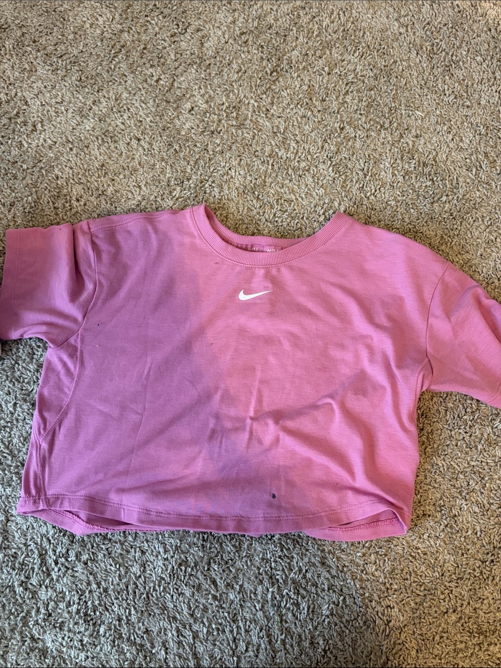 Nike Pink Cropped Tee with White Swoosh